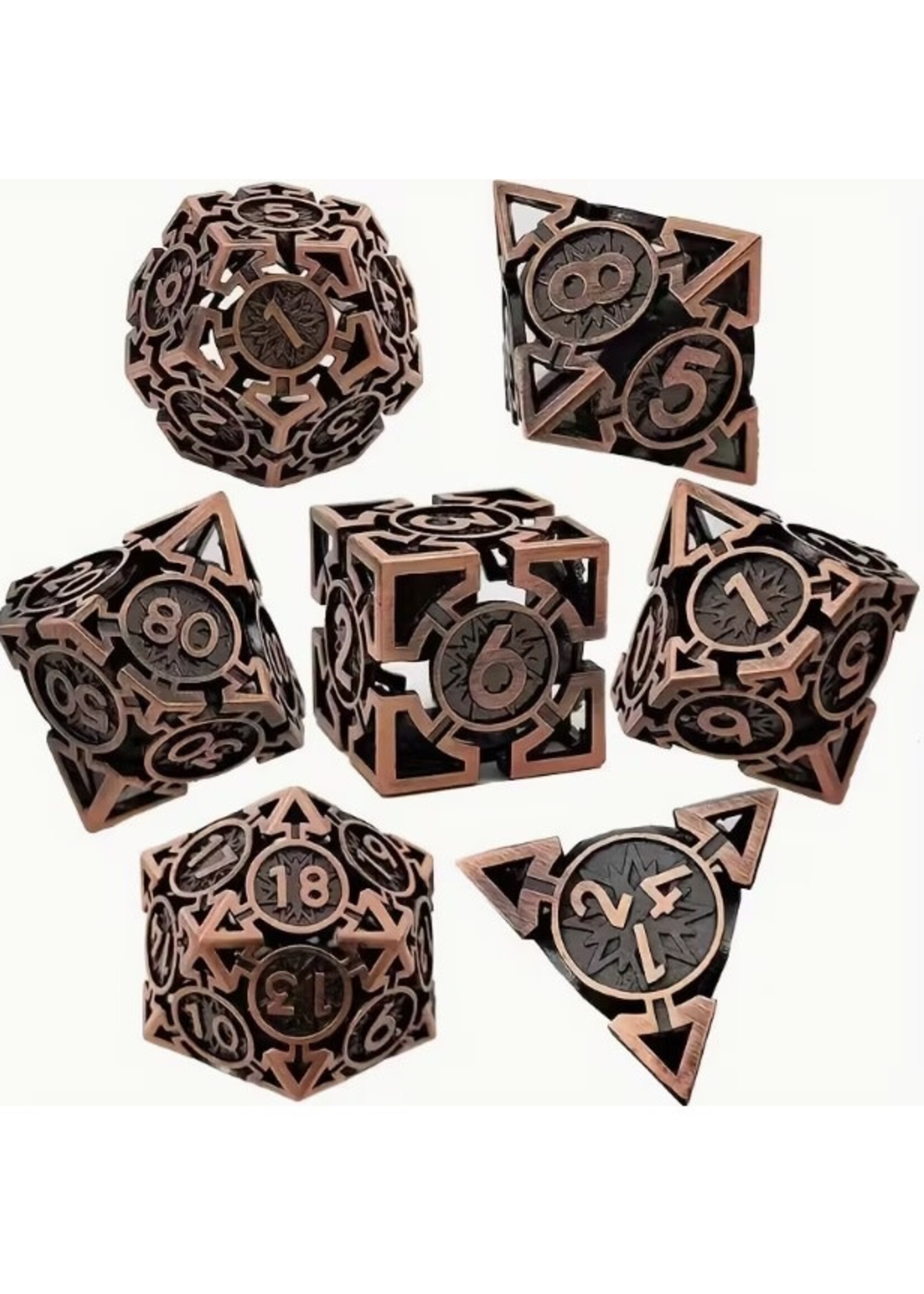 Dice RPG 7pc Metal Hollow Arrowpoints Copper