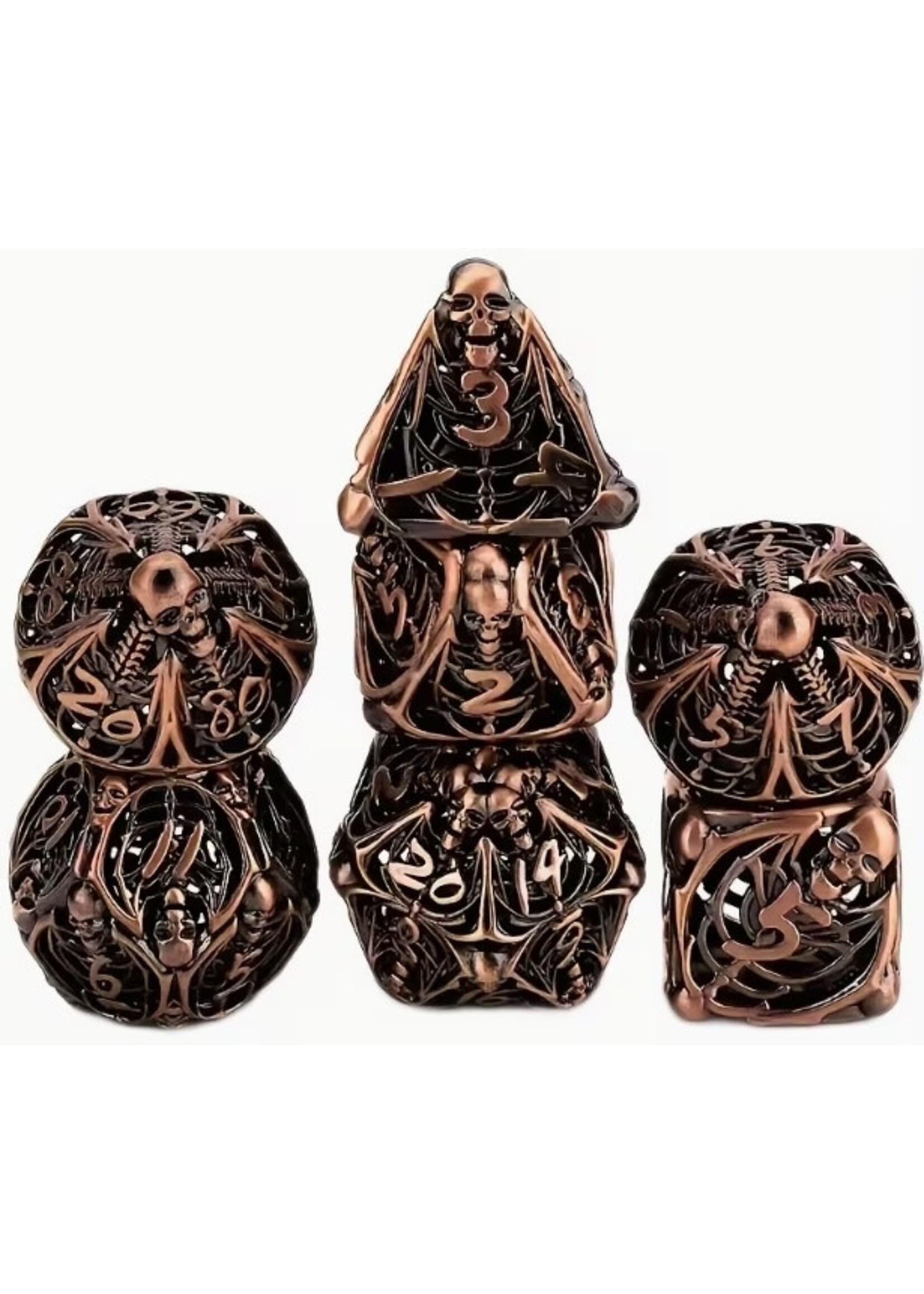 Dice RPG 7pc Hollow Metal Copper