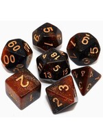Dice RPG 7pc Brown Black Glitter