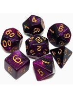 Dice RPG 7pc Purple Black Glitter