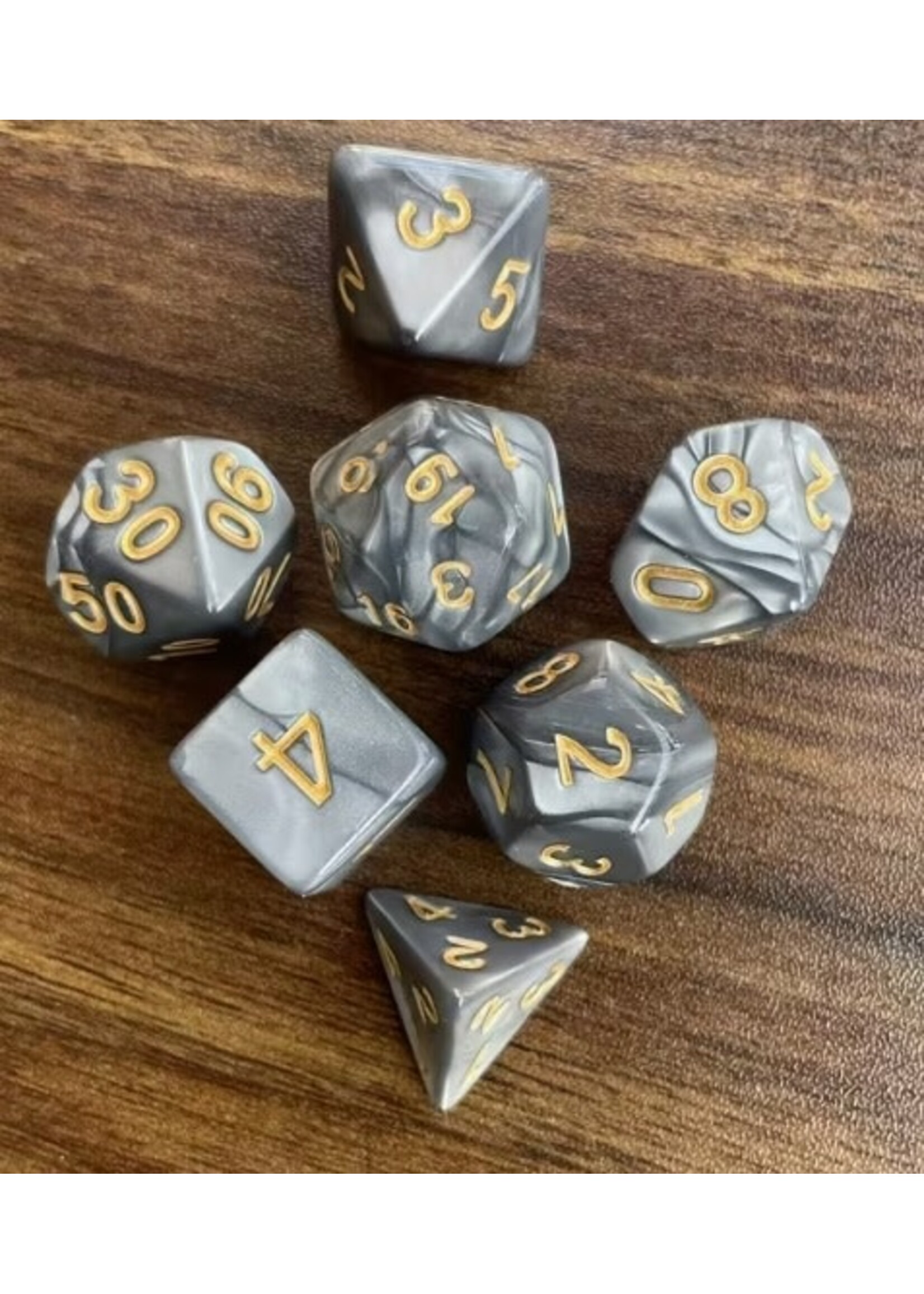 Dice RPG 7pc Pearl Marble Gray