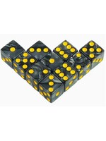 Dice 16mm 10pc Pearl Black with Gold