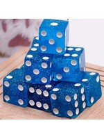 Dice 16mm 10pc Blue Glitter