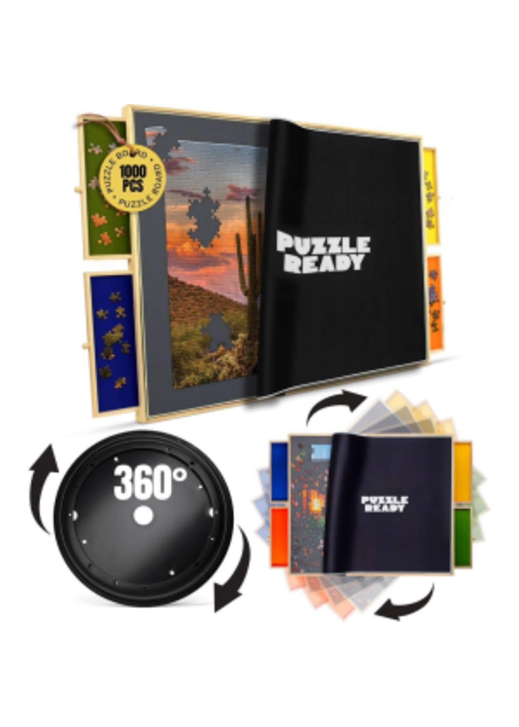 Puzzle Ready Puzzle Board with Drawers and Cover Mat - 1000-Piece Puzzle Workspace