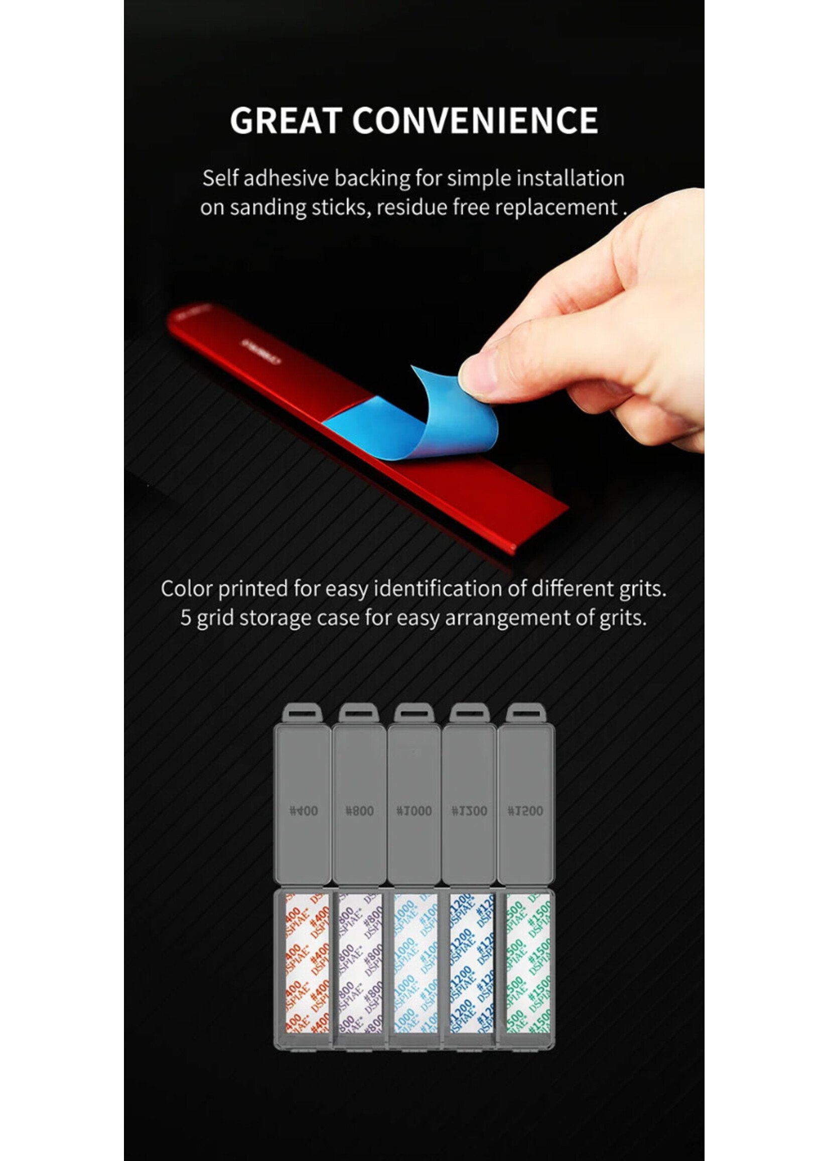 Dspiae Dspiae Reusable Self Adhesive Sandpaper Set