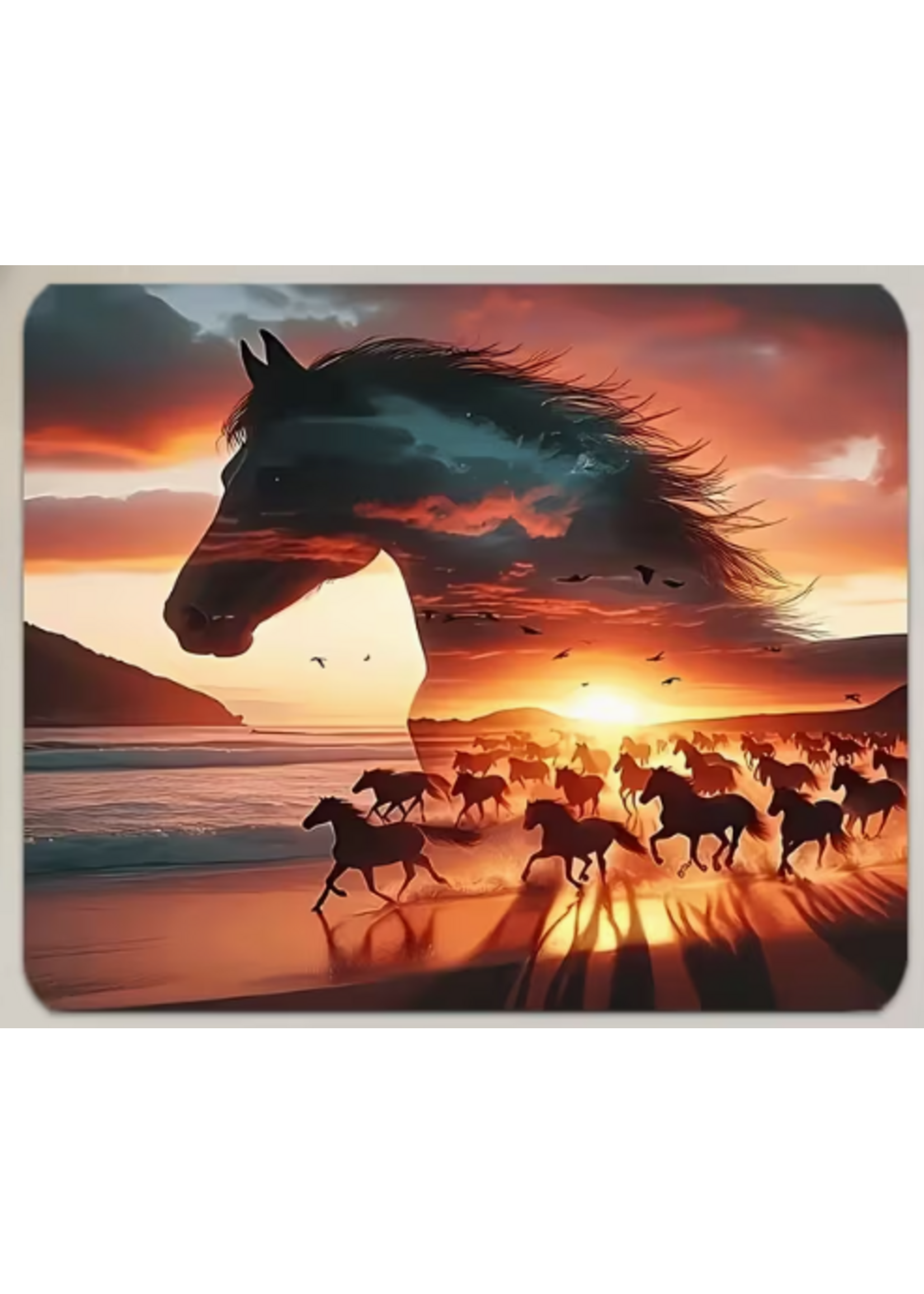 Mouse Pad 10x12 Inch Horses Running on a Beach