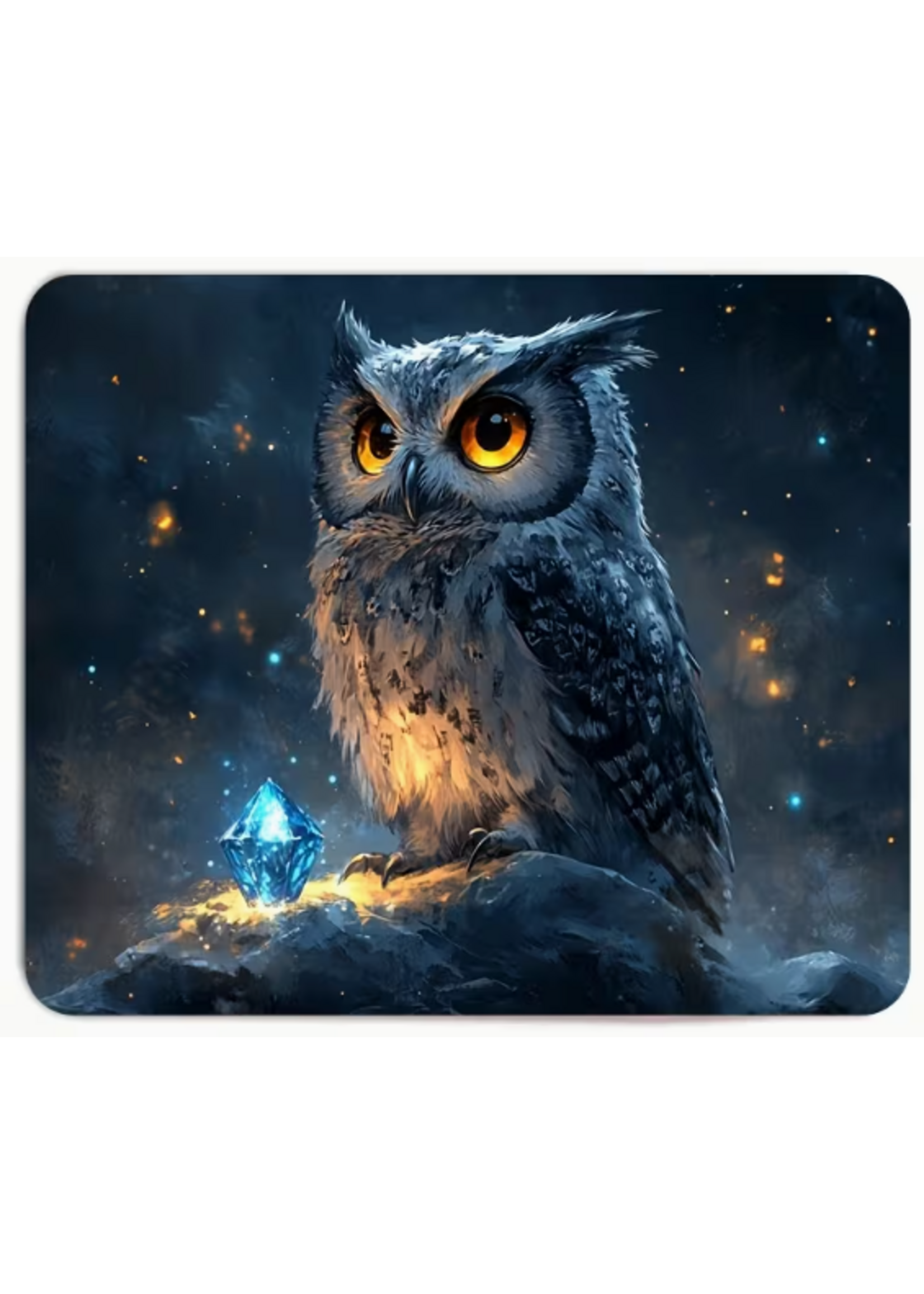 Mouse Pad 8x10 Inch Owl and Blue Gem