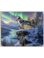 Mouse Pad 10x12 Inch Wolf and Cubs on Snowy Cliff