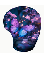 Mouse Pad 8x9 Inch Purple Butterfly and Flowers