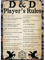 Metal Wall Sign 8x12 Inch D&D Player's Rules