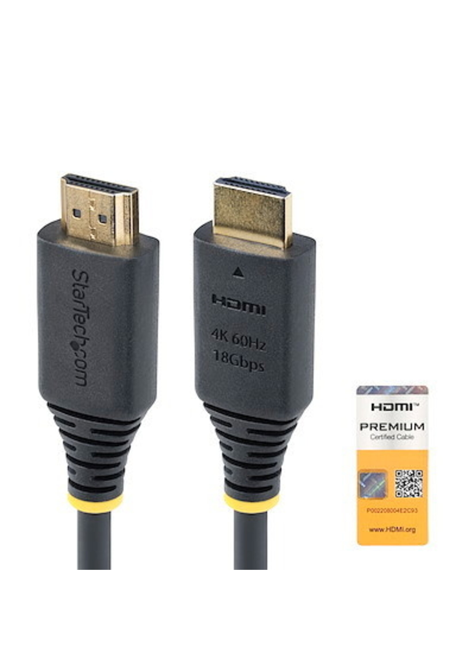 Startech 8ft (2.4m) Premium Certified High Speed HDMI Cable, 4K 60Hz/1440p 144Hz, HDR10/HDCP 2.2/ARC