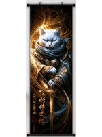 Hanging Wall Banner 15x47 Inch Samurai Cat 1