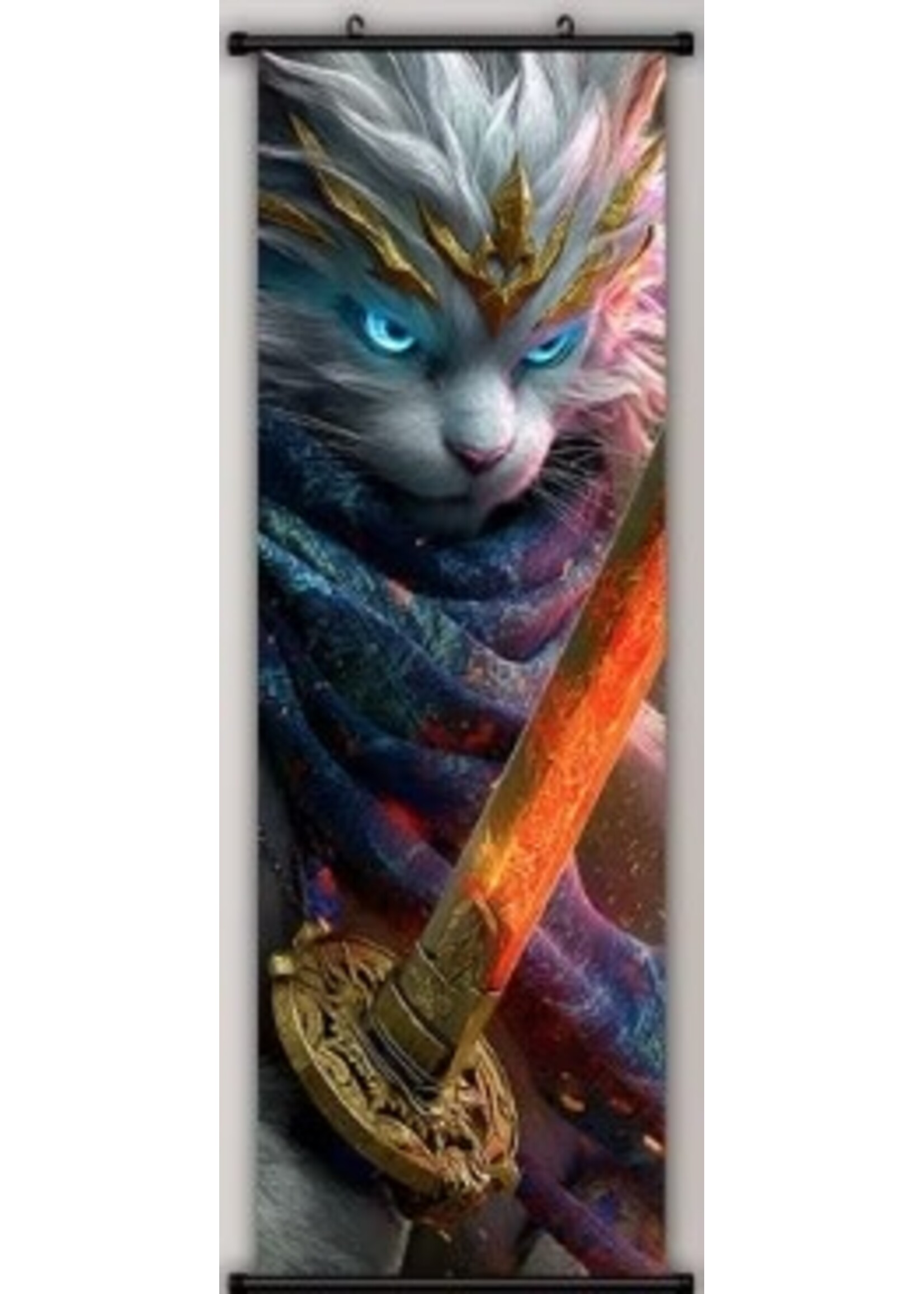 Hanging Wall Banner 15x47 Inch Samurai Cat 2