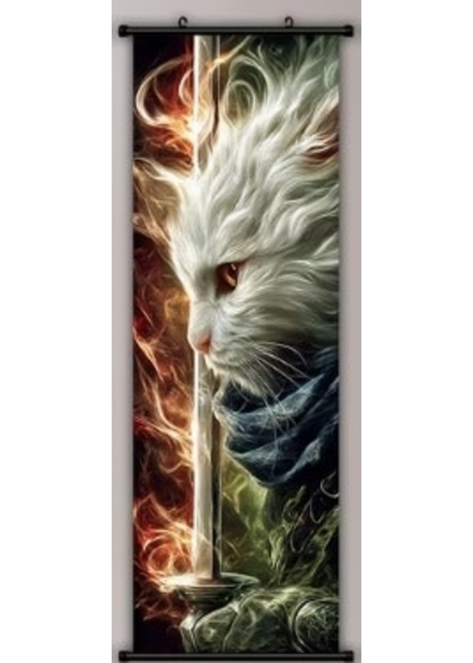 Hanging Wall Banner 15x47 Inch Samurai Cat 3