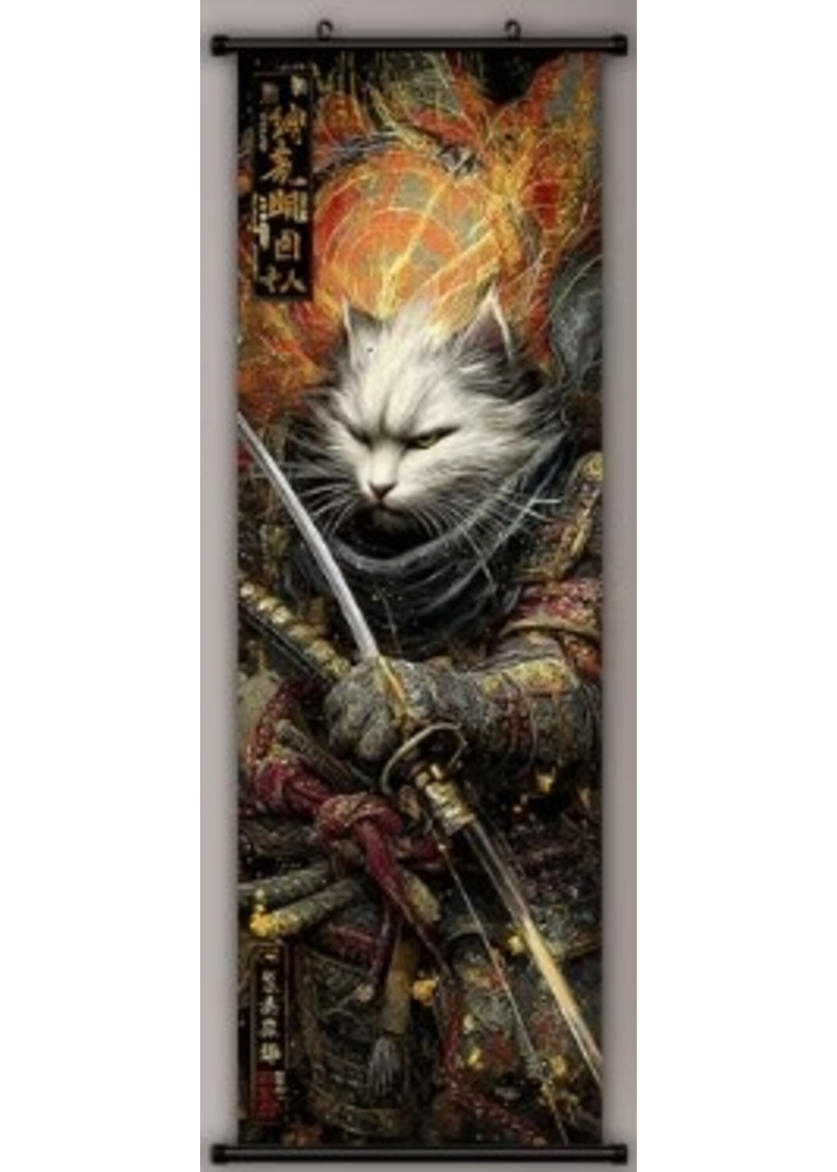Hanging Wall Banner 15x47 Inch Samurai Cat 4