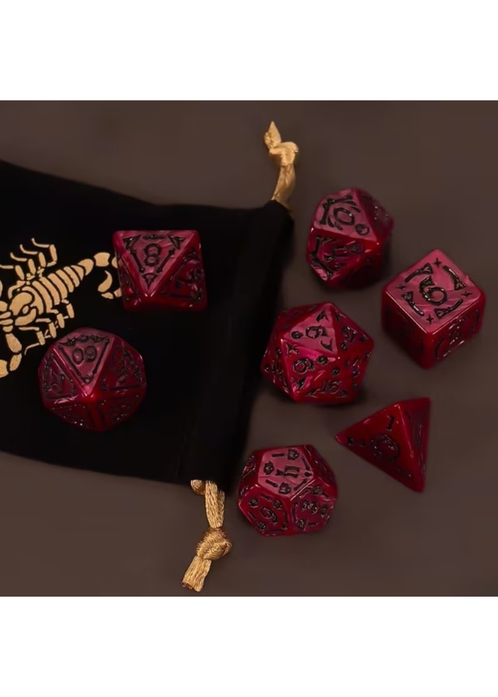 Dice RPG 7pc Red White Halloween Theme