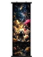 Hanging Wall Banner 15x47 Inch Dog & Flowers 1
