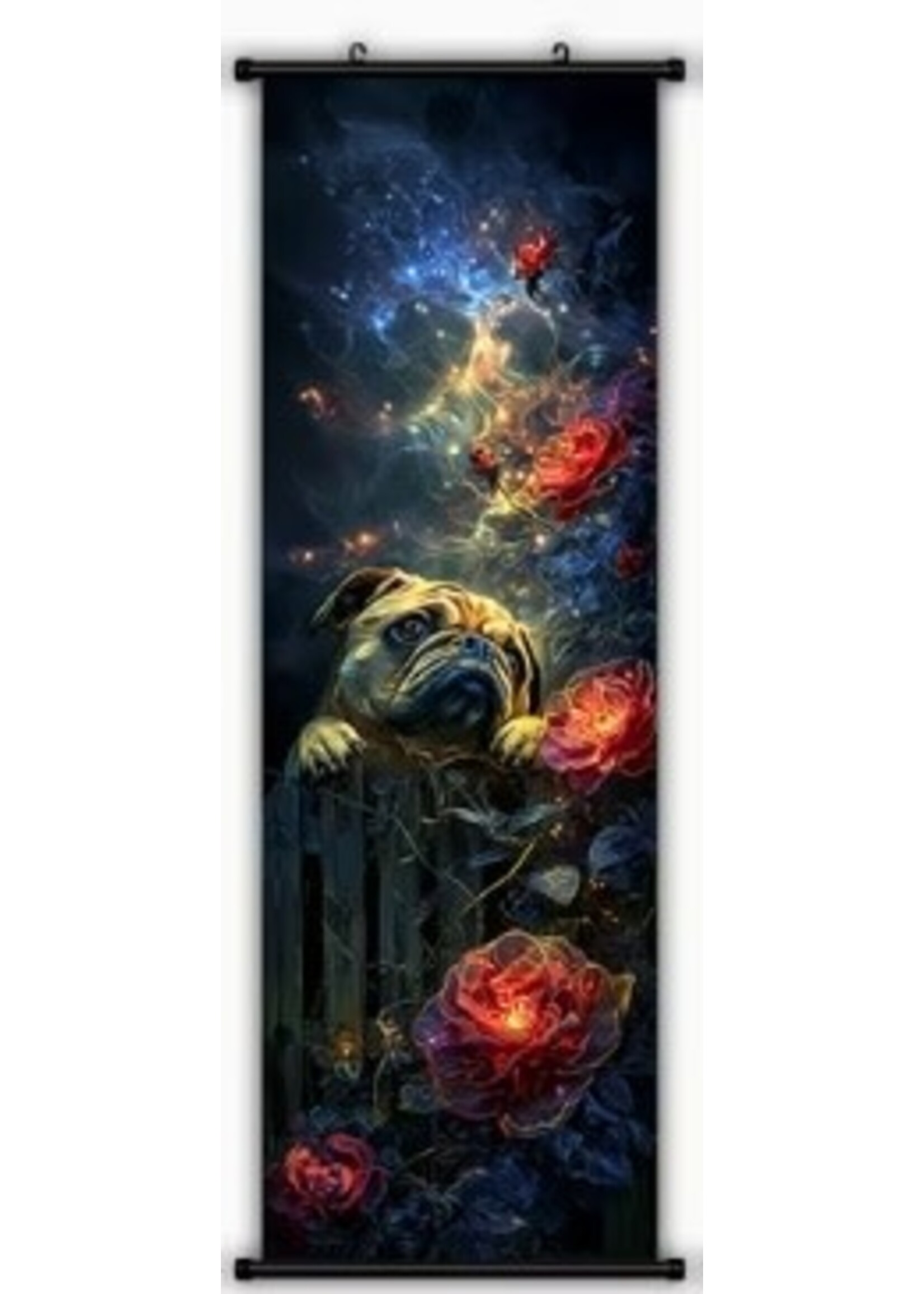 Hanging Wall Banner 15x47 Inch Dog & Flowers 3