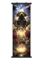 Hanging Wall Banner 15x47 Inch Dog & Flowers 4