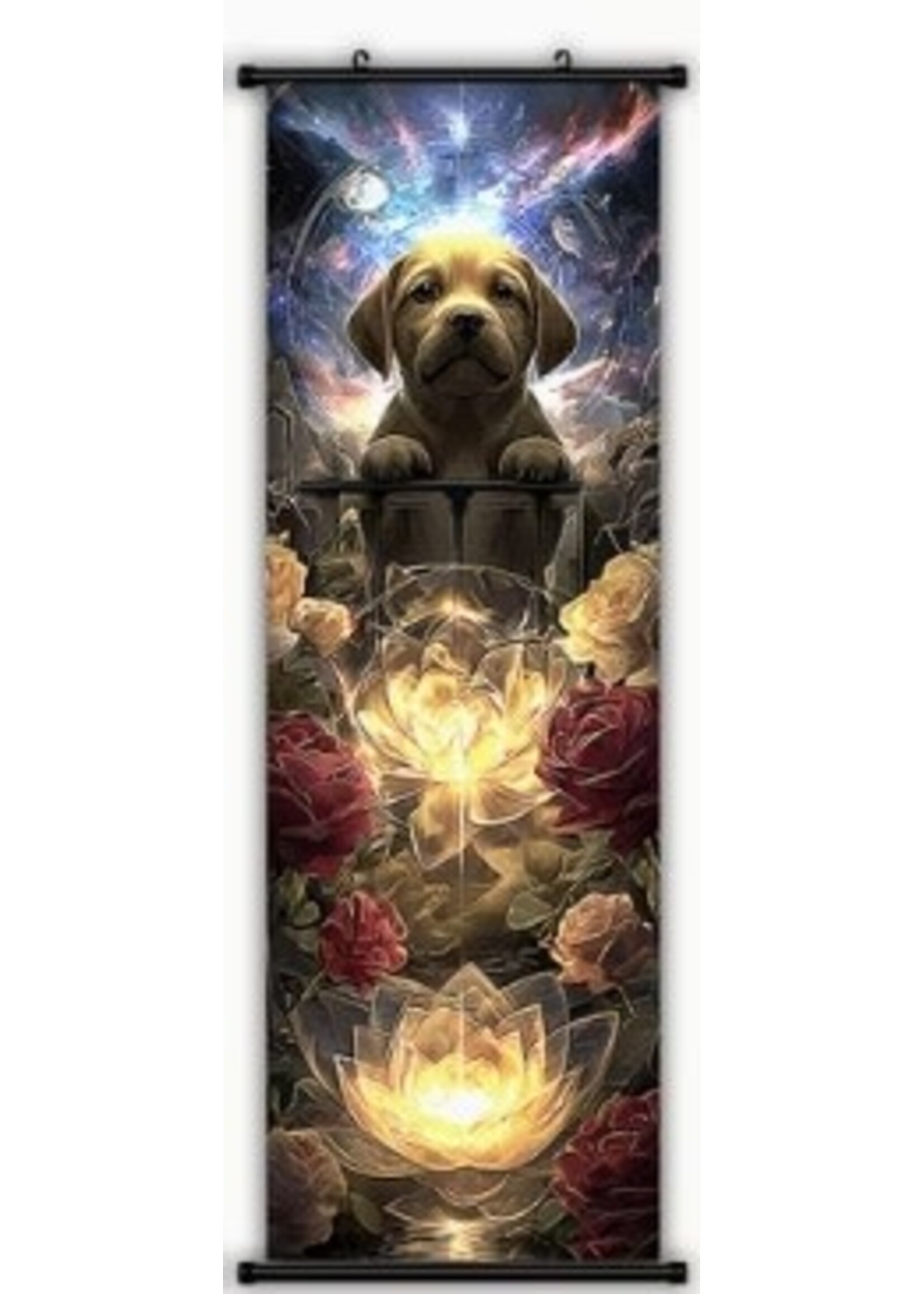 Hanging Wall Banner 15x47 Inch Dog & Flowers 4