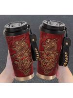 Tumbler 18oz Leather Embossed Golden Dragon