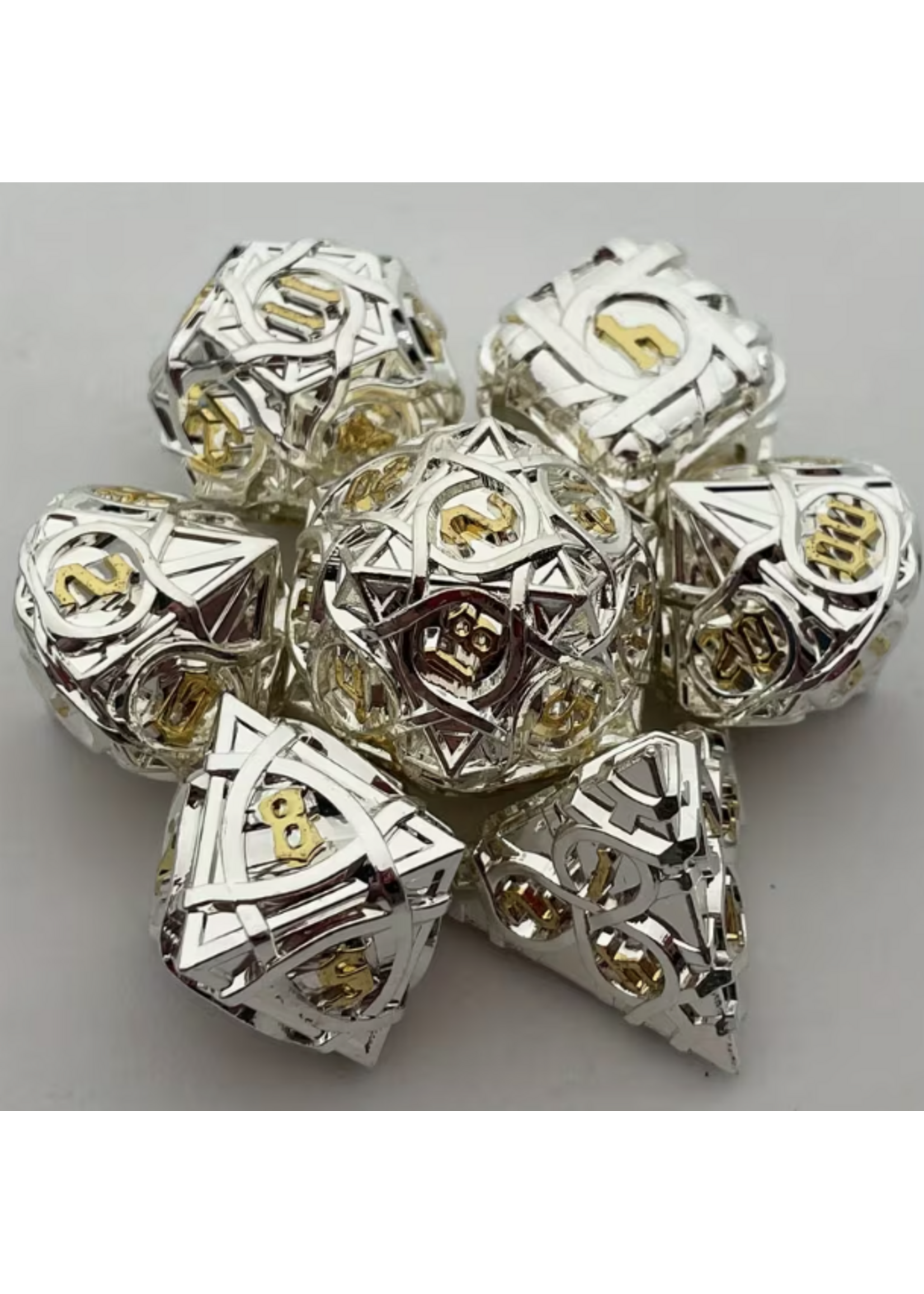 Dice RPG 7pc Metal Mini Gold & Silver