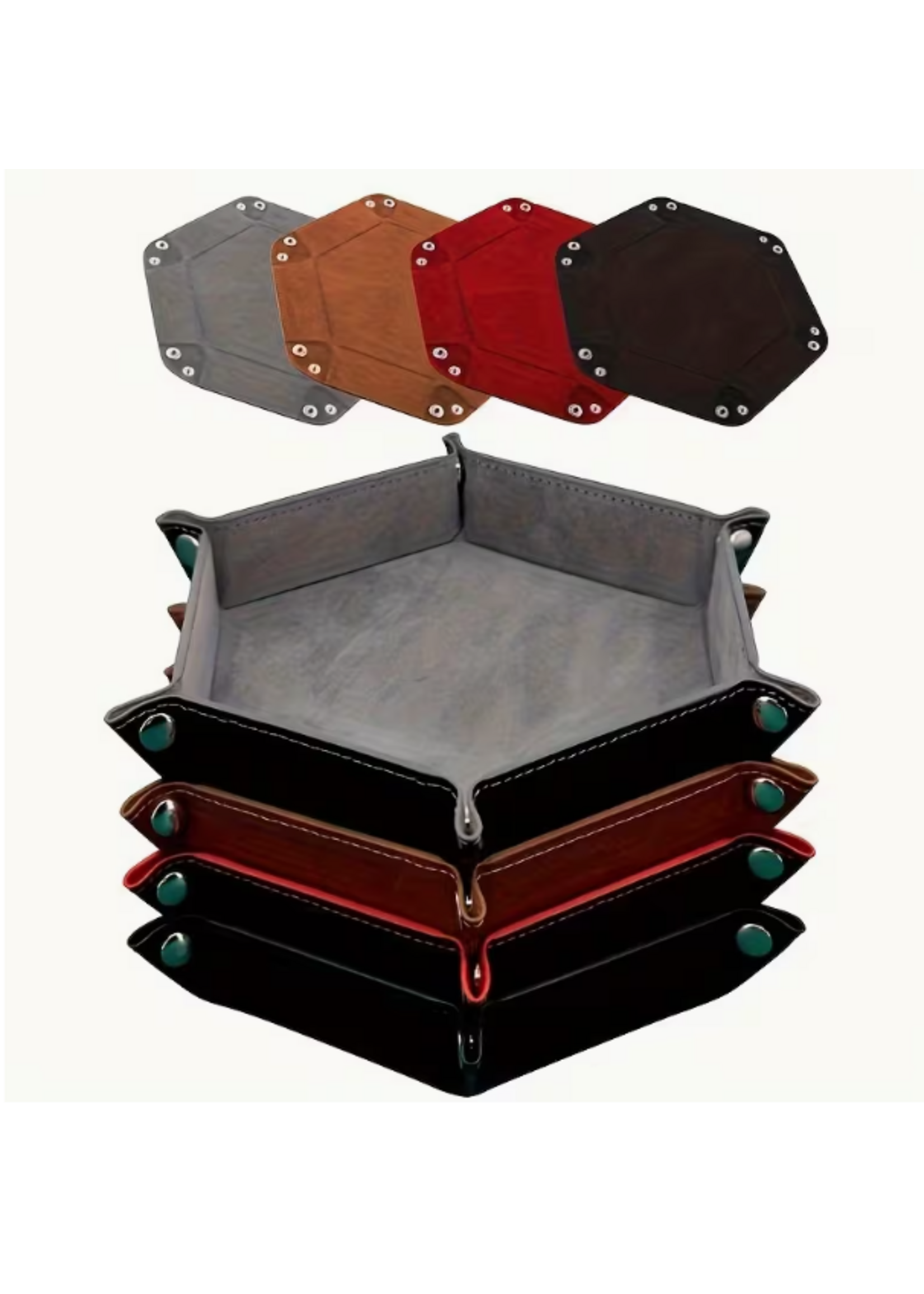 Dice Tray Foldable Hexagon Black