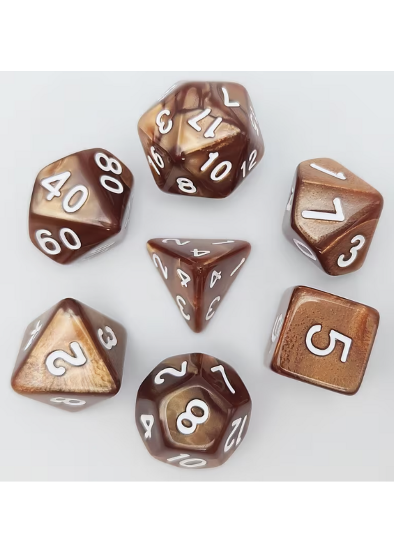 Dice RPG 7pc Caramel Coffee White