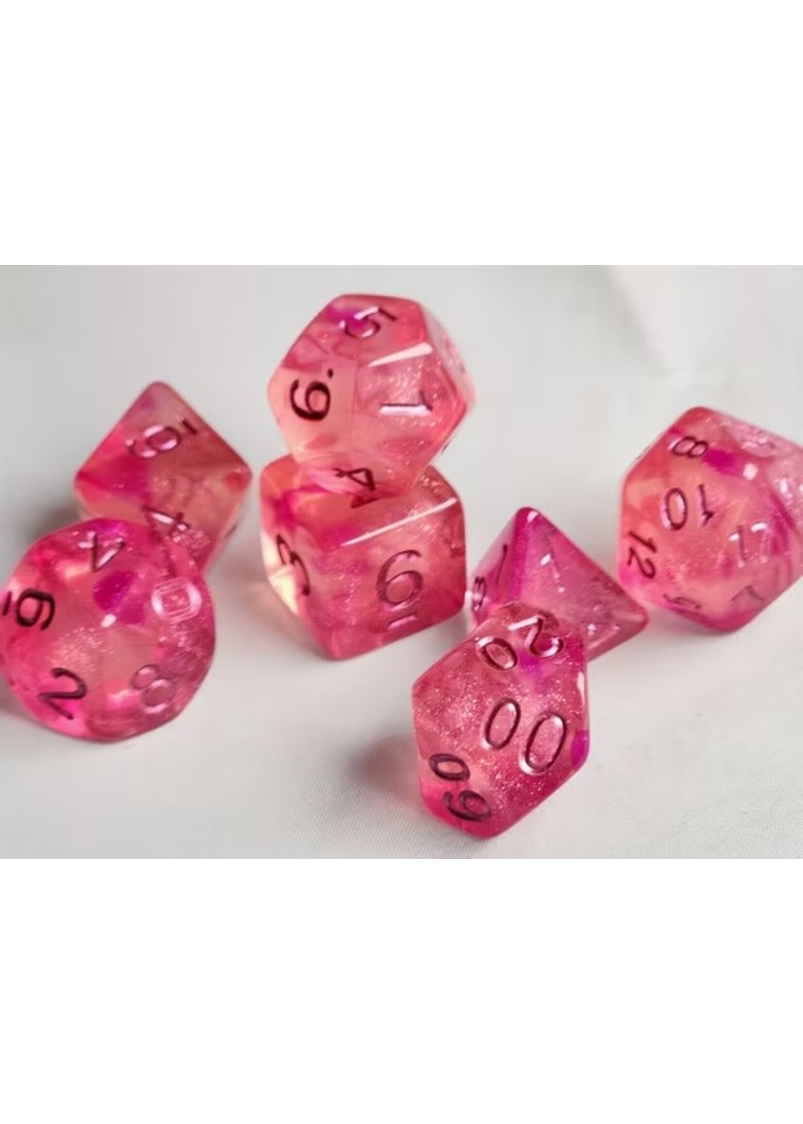 Dice RPG 7pc Dreamy Gradient Glitter Rose Red