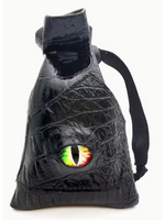 Dice Bag Black Leatherette Green Eye