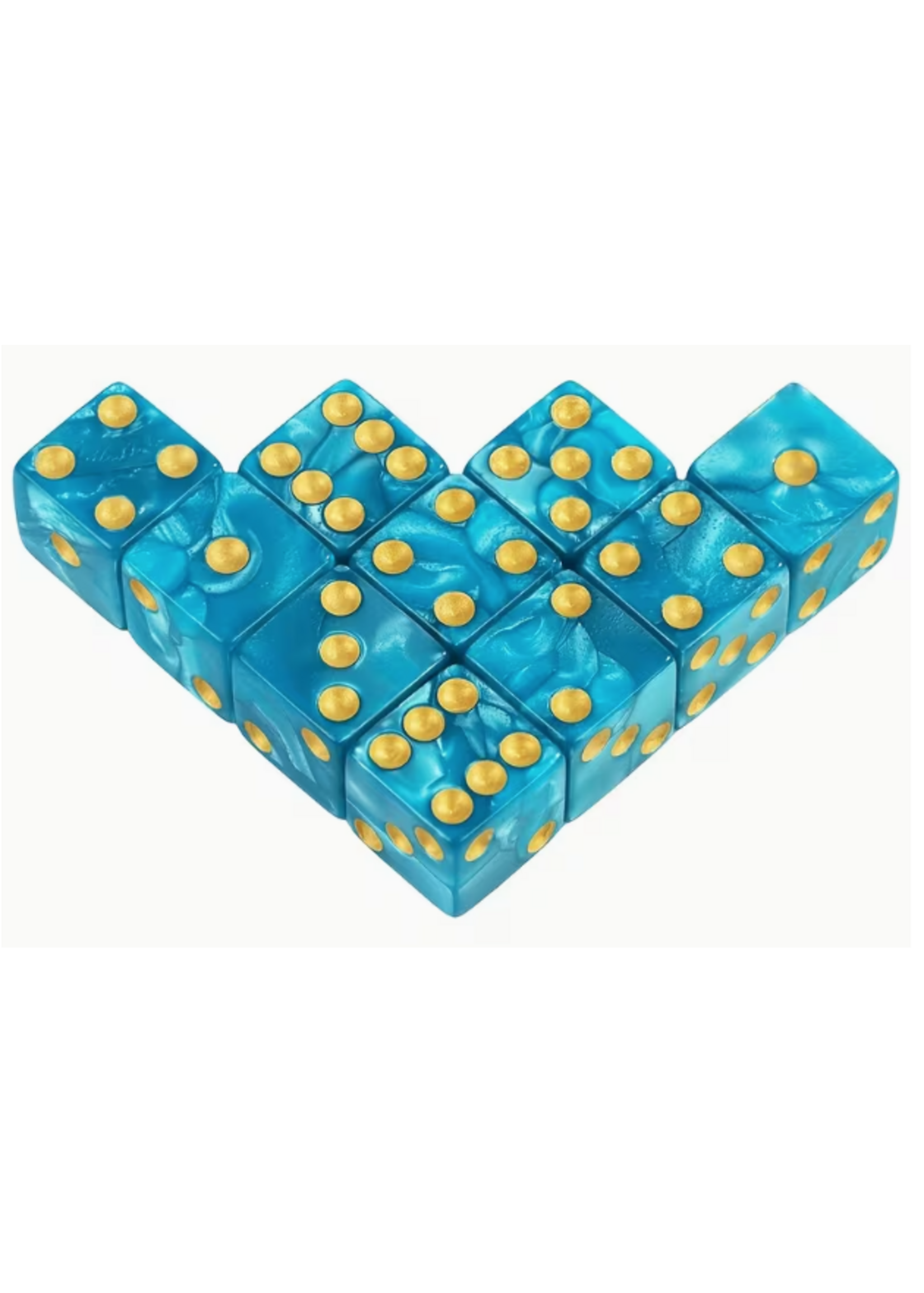 Dice 16mm 10pc Sky Blue Golden