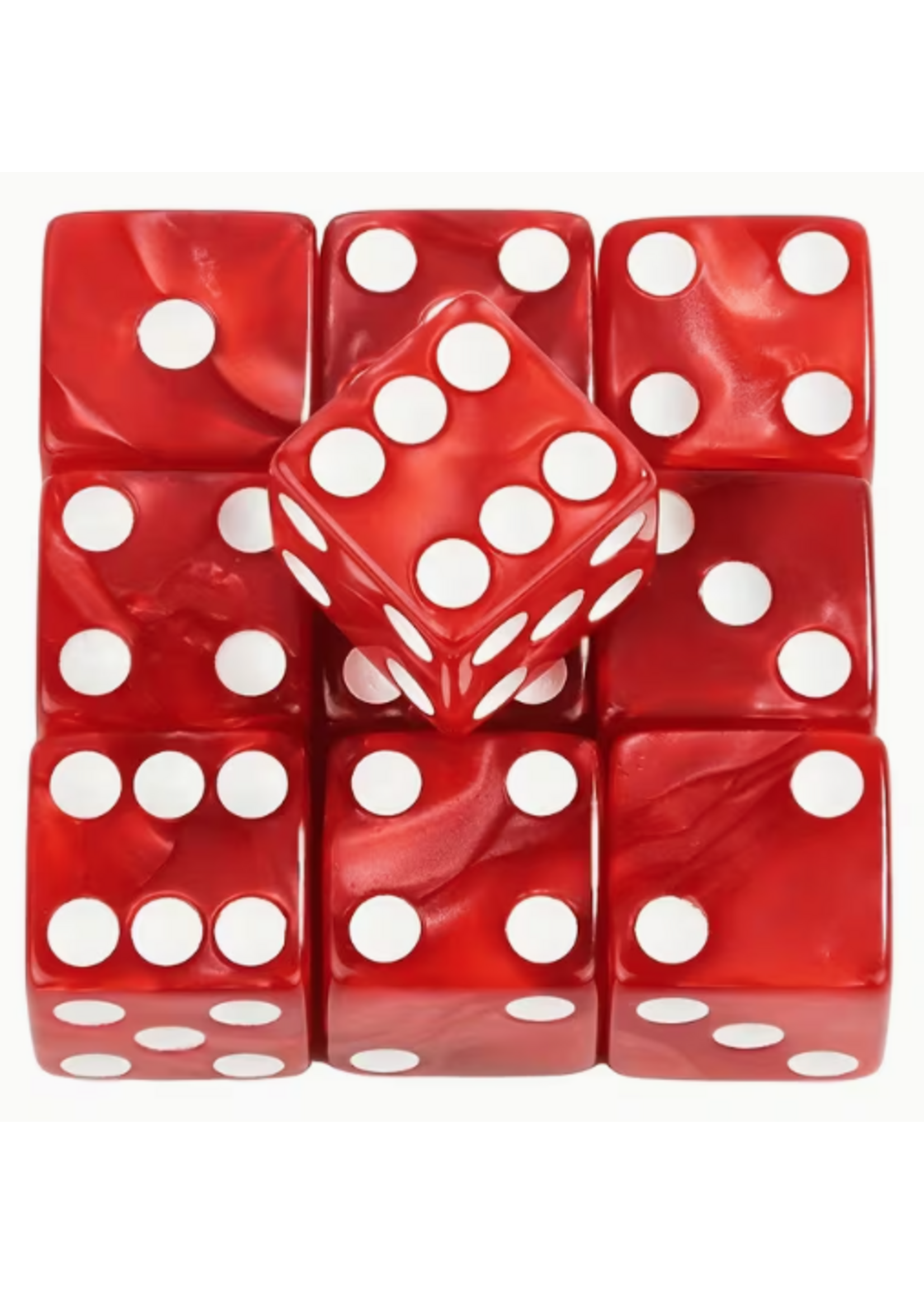 Dice 16mm 10pc Pearl Red White