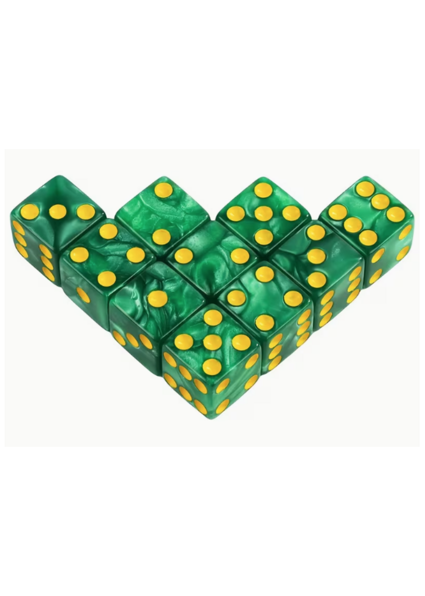 Dice 16mm 10pc Pearl Green Golden