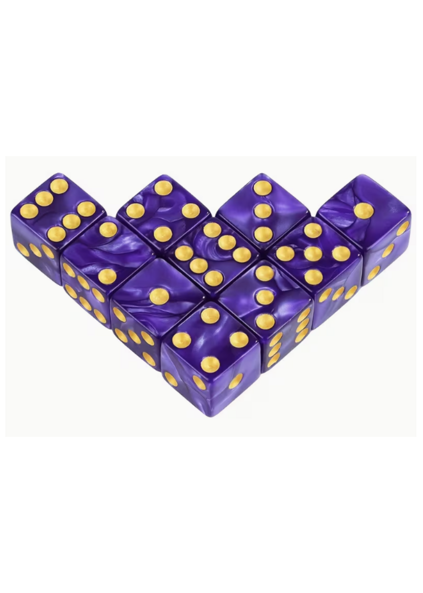 Dice 16mm 10pc Pearl Purple Golden