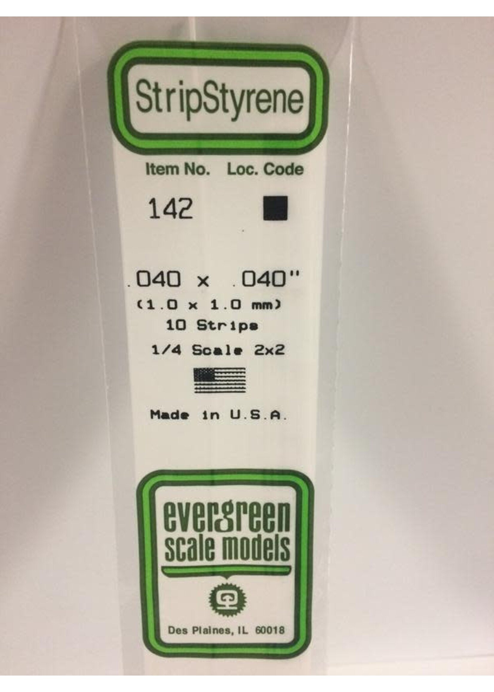 Evergreen Scale Models EVE142 Styrene .040x.040 Strip (10pc)