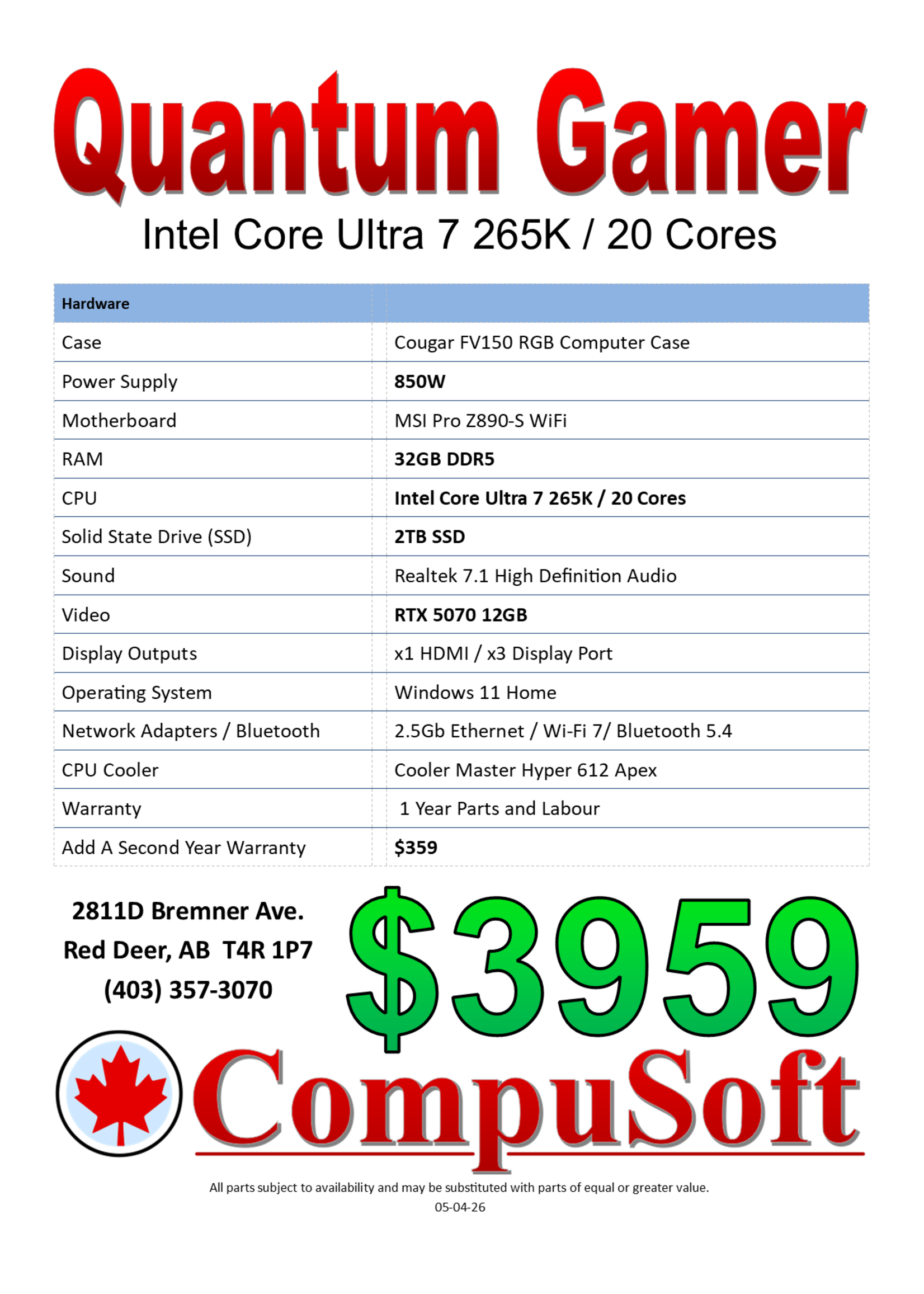 CompuSoft Quantum Gamer