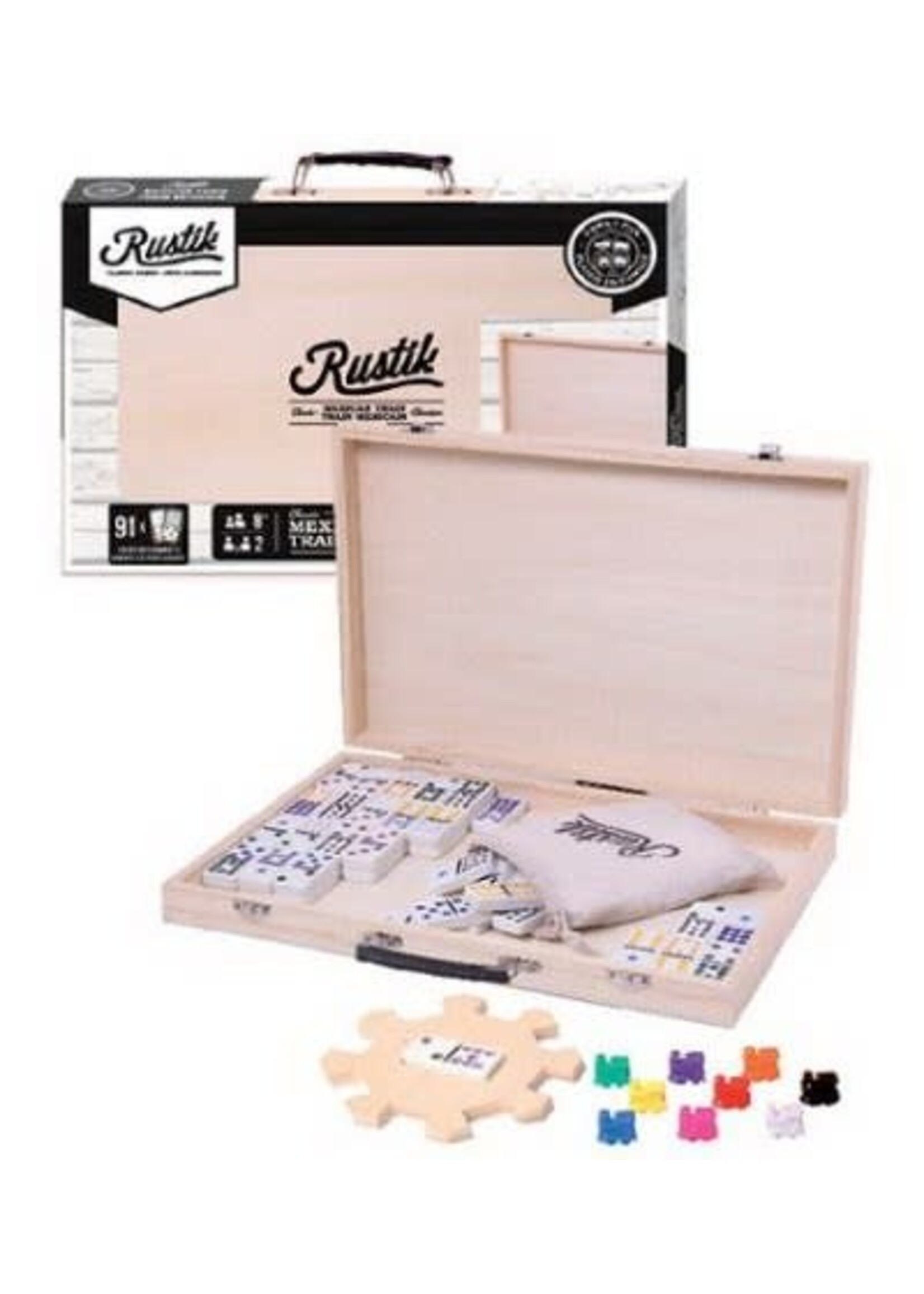 Dominoes Mexican Train Wooden Suitcase