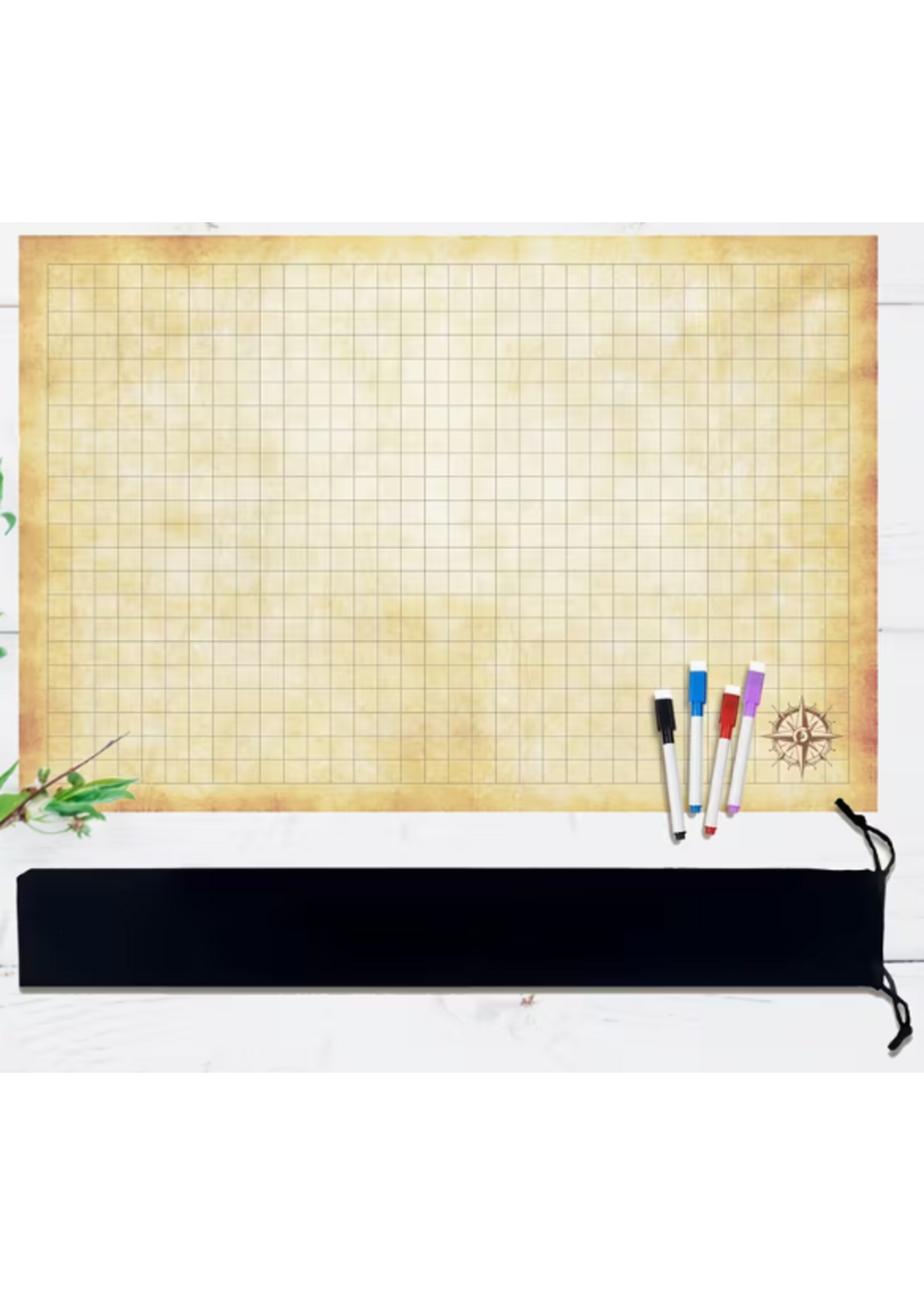 Erasable Board 2x3 ft - 1 Inch Squares with Cloth Carry Bag