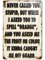 Metal Wall Sign 8x12 Inch I Never Called You Stupid