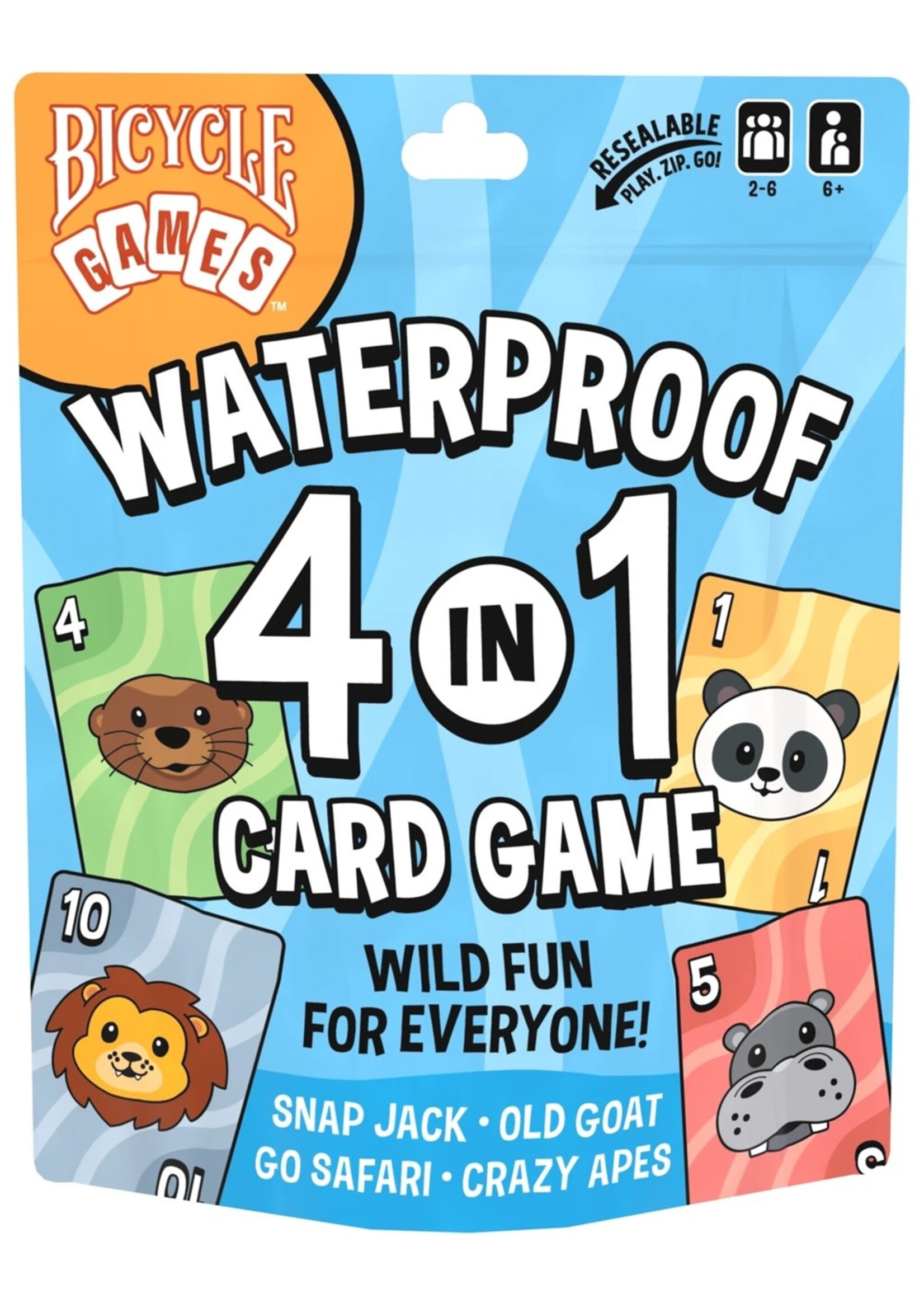 Playing Cards Bicycle 4 in 1 (Snap Jack - Old Goat - Go Safari - Crazy Apes) Waterproof