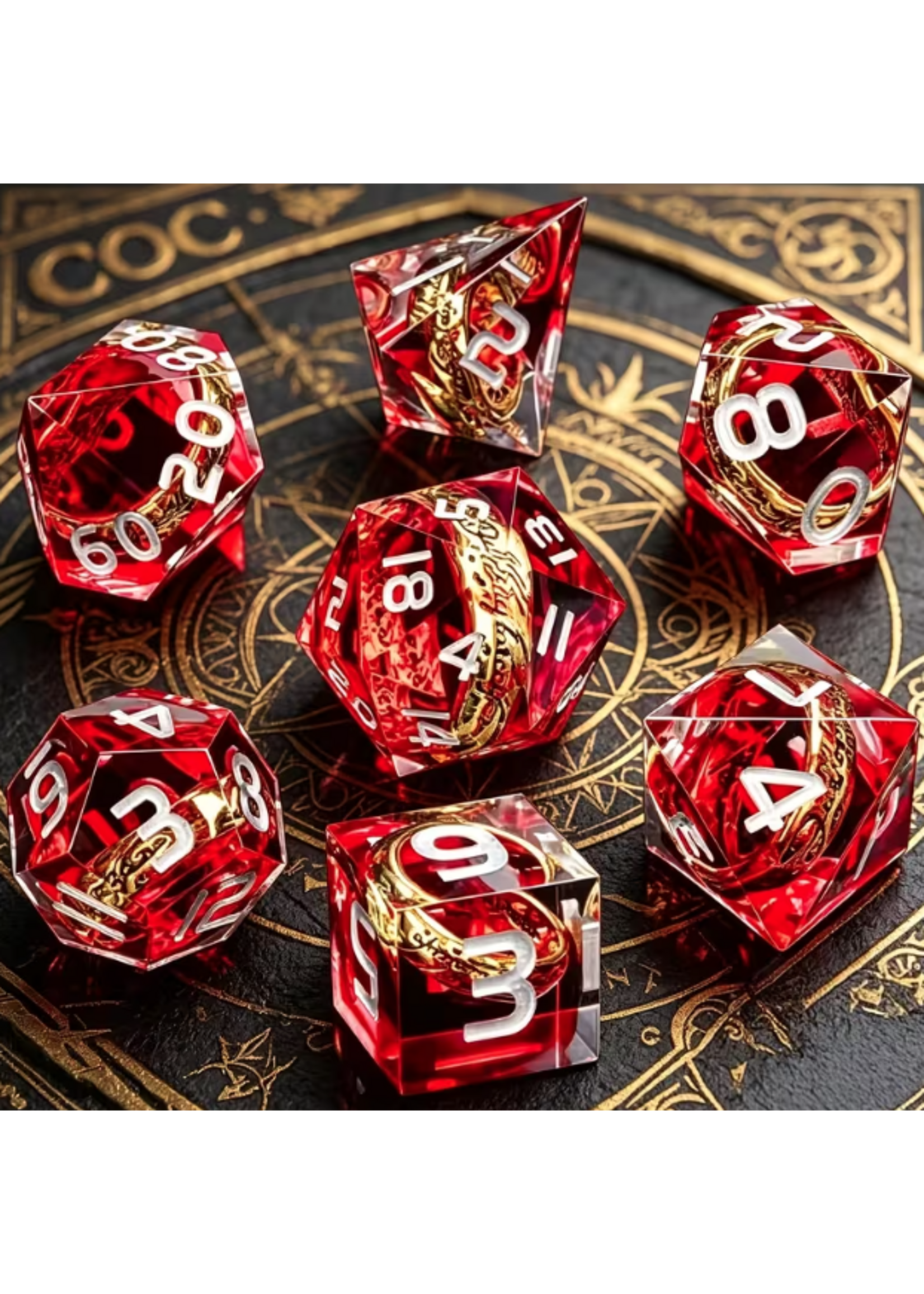 T4 RPG Resin Inclusion Ring Red Silver