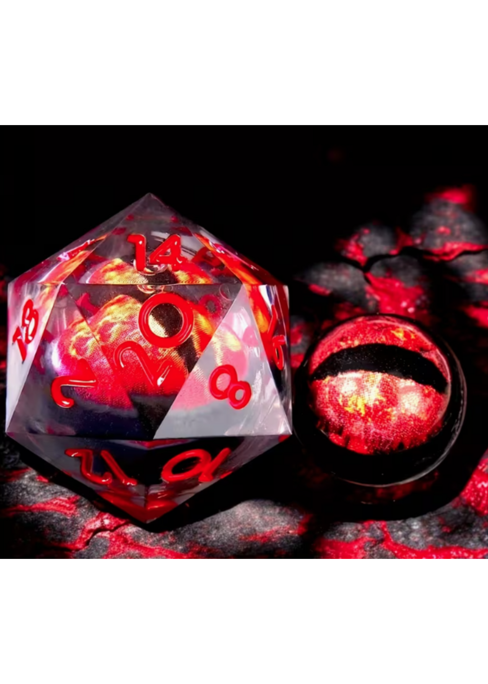 T2 29mm D20 Resin Liquid Core Cats Eye Red Red