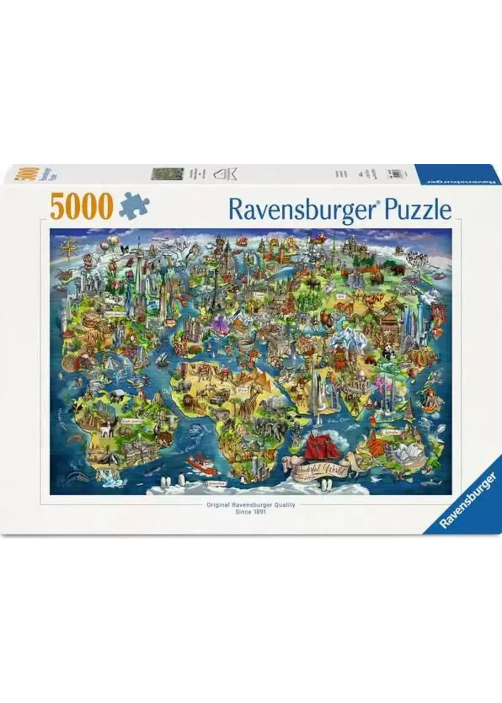 Ravensburger RAV12001738 Illustrated World Map (Puzzle5000)