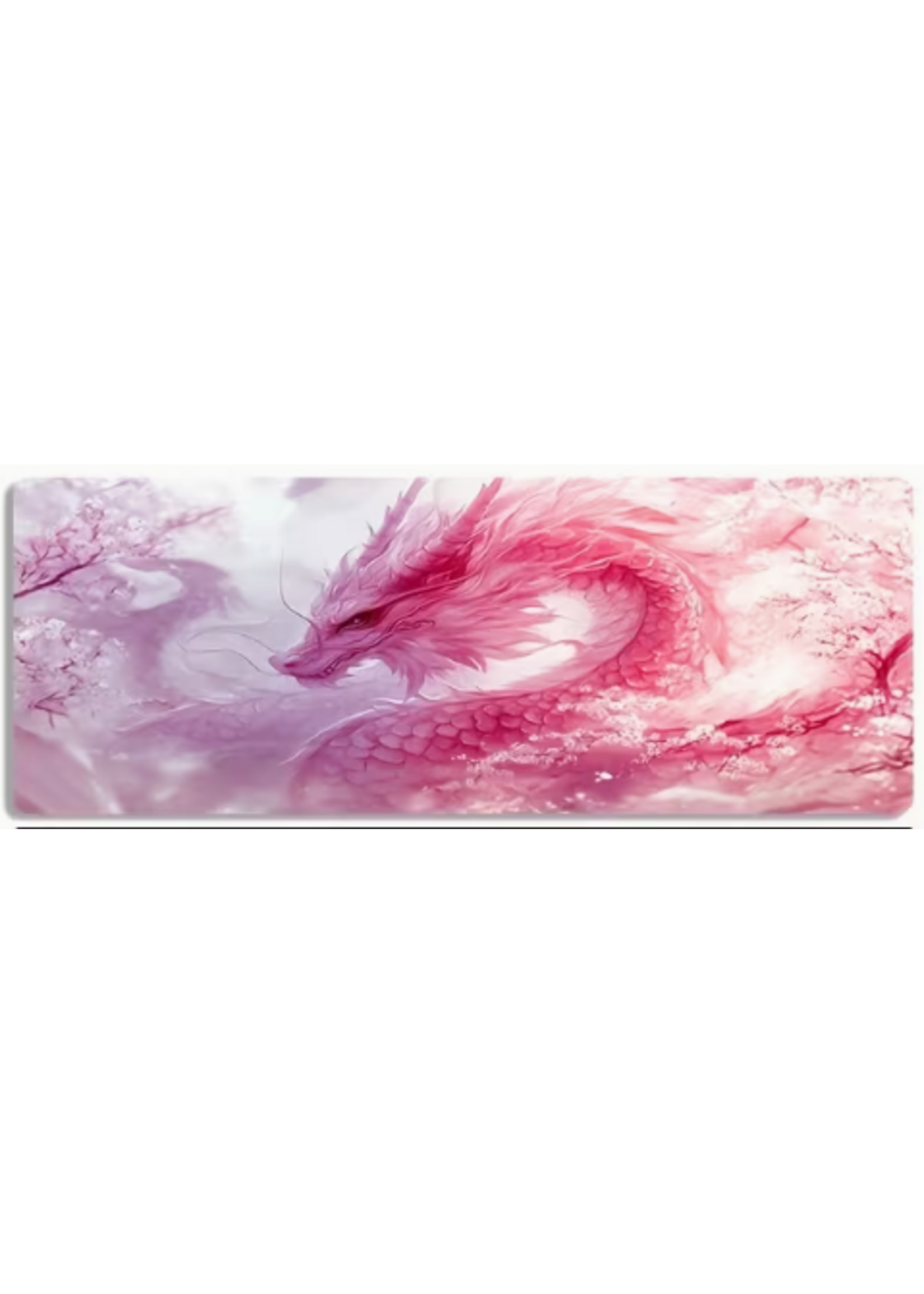 Mouse Pad 12x24 Inch Pink Dragon and Cherry Blossoms