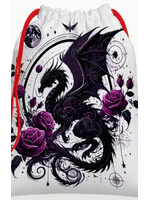 Dice Bag Black Dragon and Purple Roses