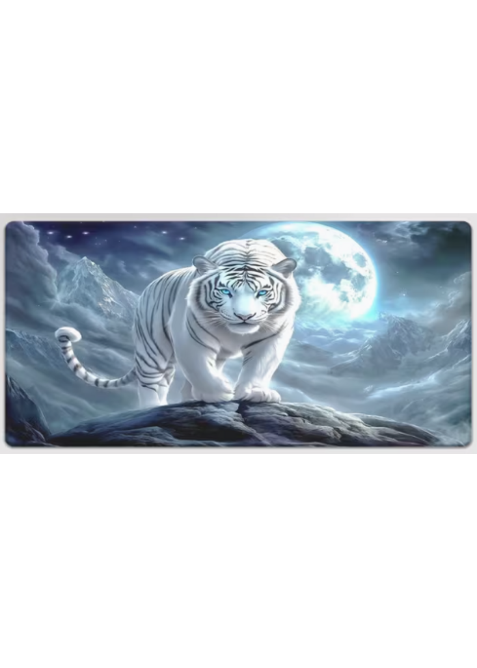 Mouse Pad 12x24 inch White Tiger Under Moon