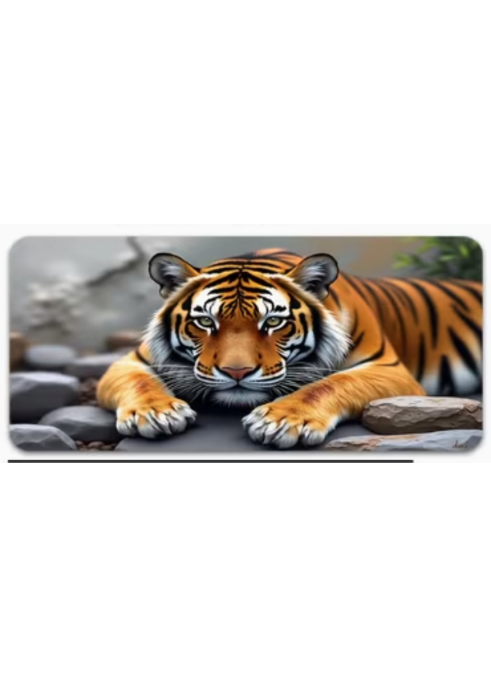 Mouse Pad 12x28 Inch Tiger on Rocks