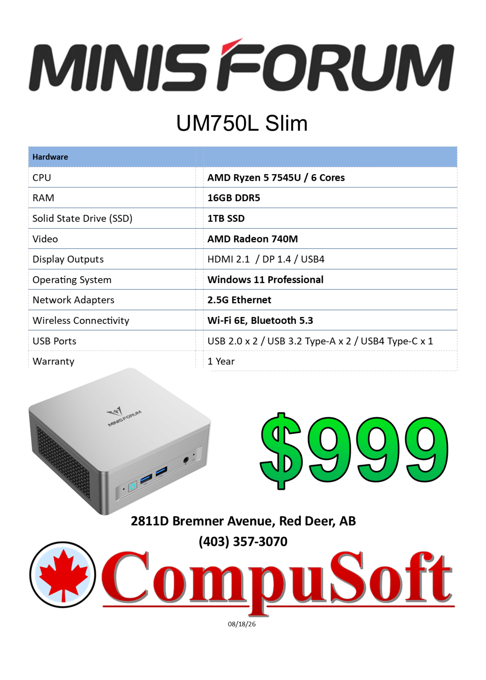 Minisforum Minisforum UM750L Slim