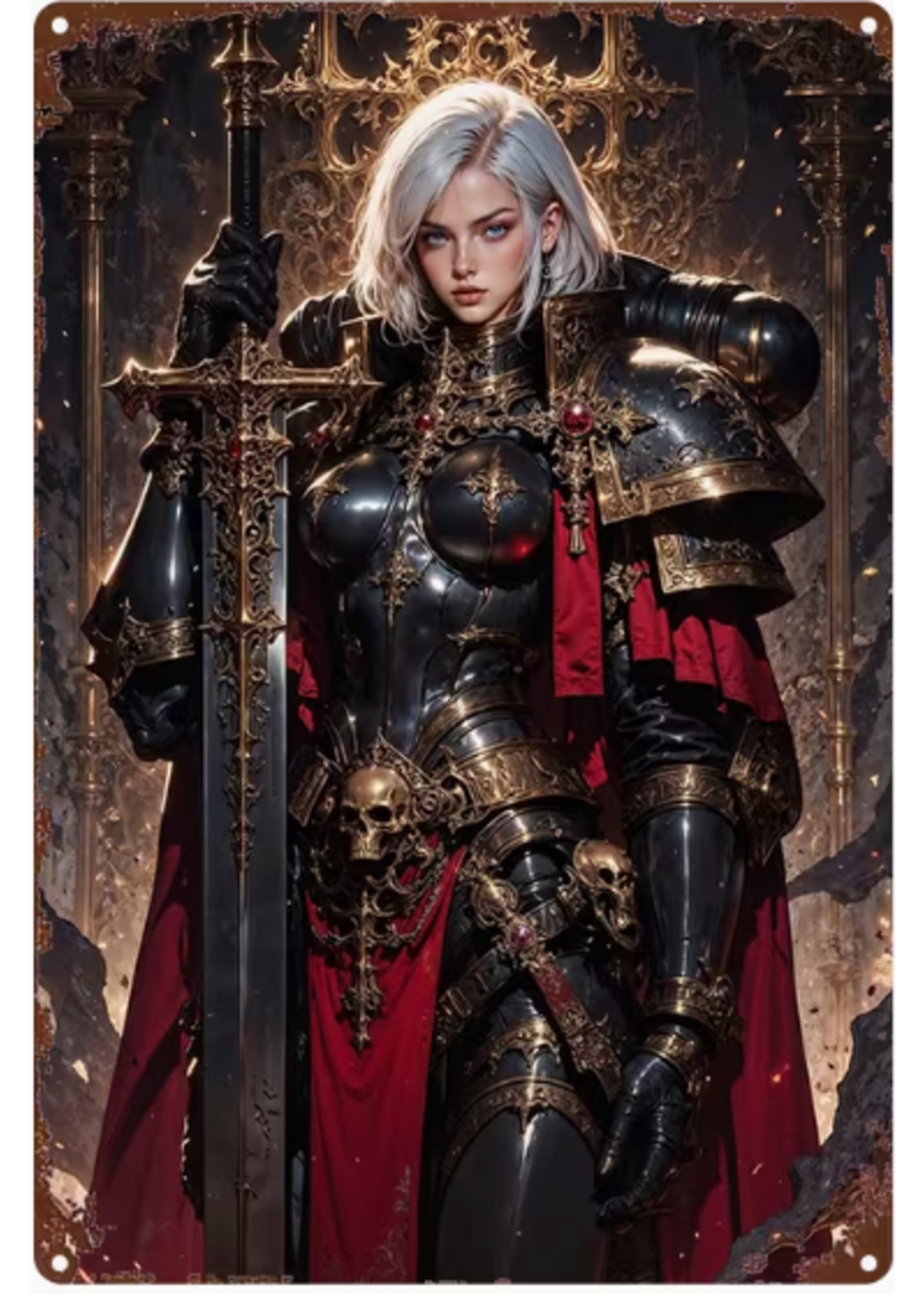 Metal Wall Sign 8x12 Inch Female Warrior