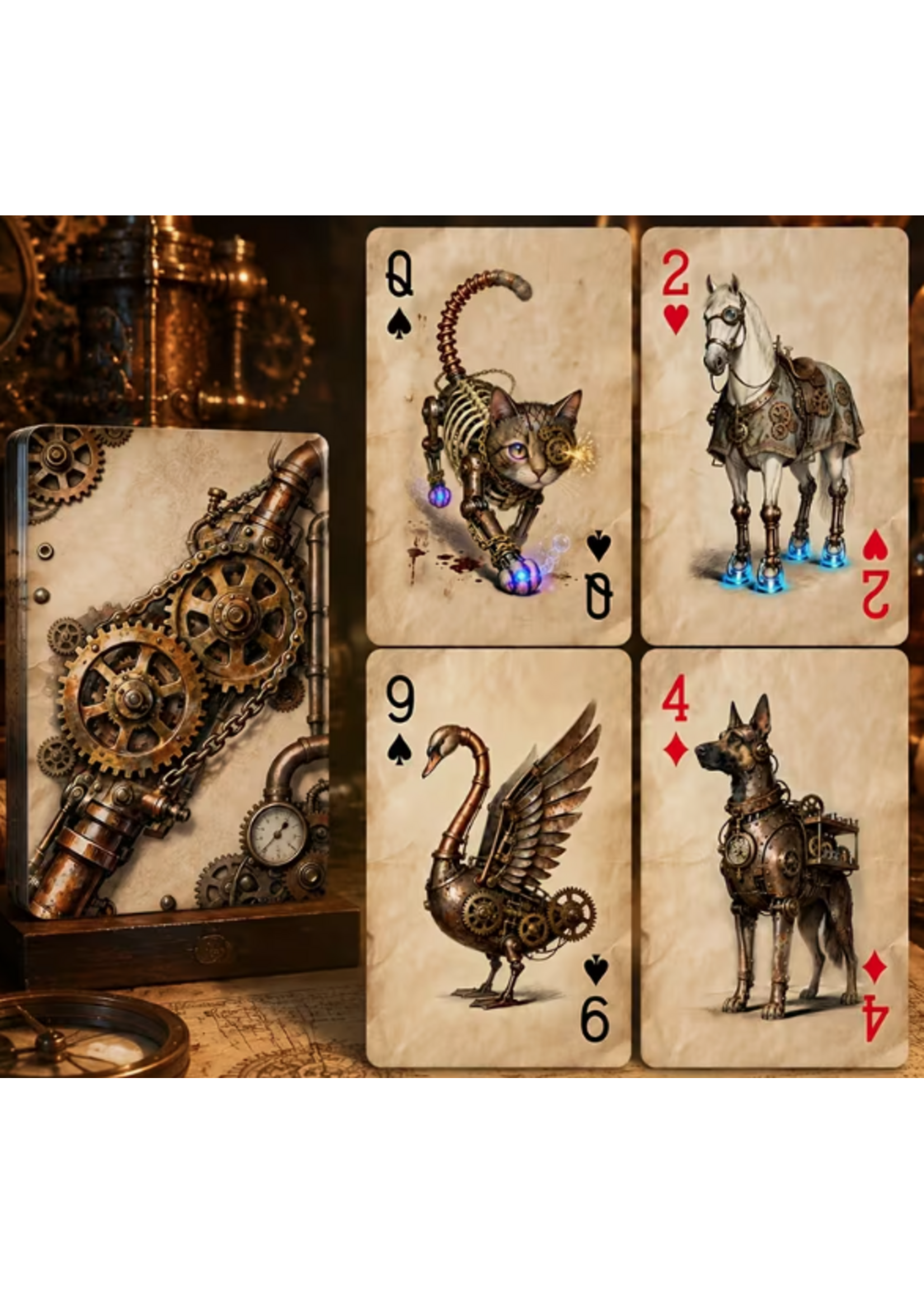 Steampunk Animal Playing Cards